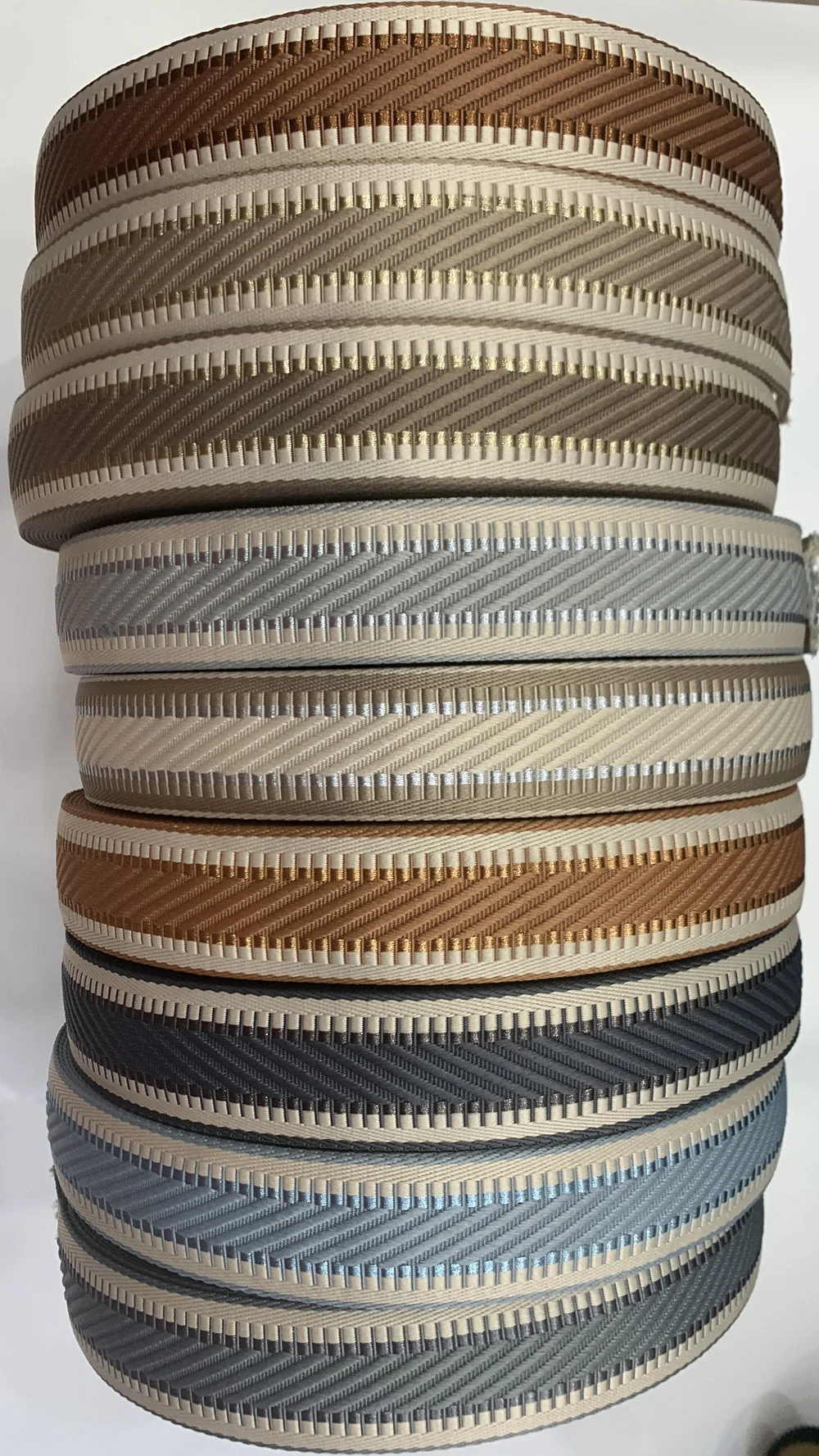 new arrival high quality   jacquard webbing 38mm 50mm  polyester with sliver strap for bag strap