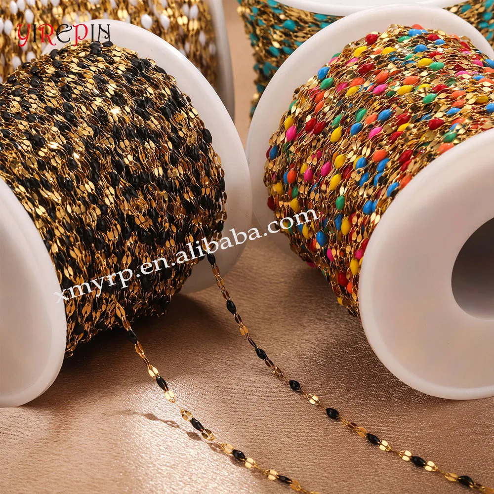 Bulk Wholesale Gold Lip drip oil chain stainless steel Enamel chains for DIY necklace Bracelet Jewelry making