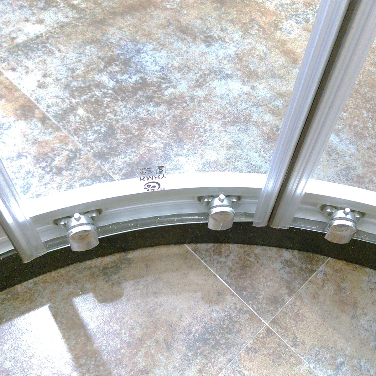 KMRY Corner Arc-shape Aluminum Frame Bathroom Shower Pulley Slide Door 3 Panels Glass, Slide Corner Curve Shower Room Enclosure