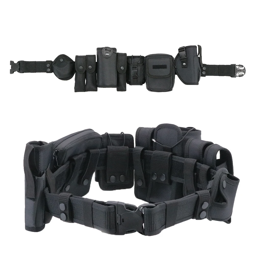 8 in 1 Tactical Security Duty Belts Multifunctional Gun Holster Flashlight Pouch Sets Utility Kit Duty Belt