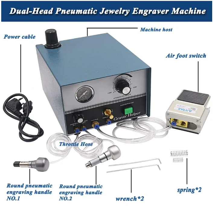 Pneumatic Micro-setting Desktop single-head Engraving Jewelry Flower Gold And Silver Jewelry Shovel Edge Hand Engraving Machine
