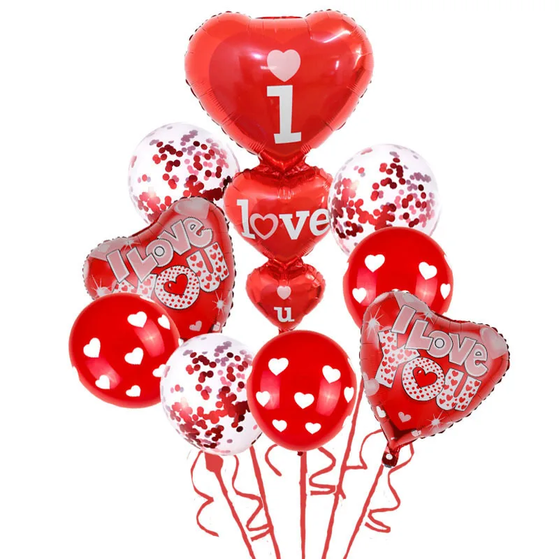 Valentines Day Balloon Bouquet Heart Shape Foil Balloons Kits For Anniversary Wedding Party Decoration