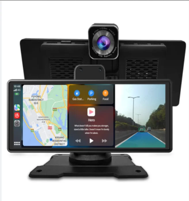 10 26 дюймов Портативный Сенсорный экран беспроводной CarPlay Android Auto AI Голосовое управление Bluetooth AUX FM GPS навигация аудио и видео