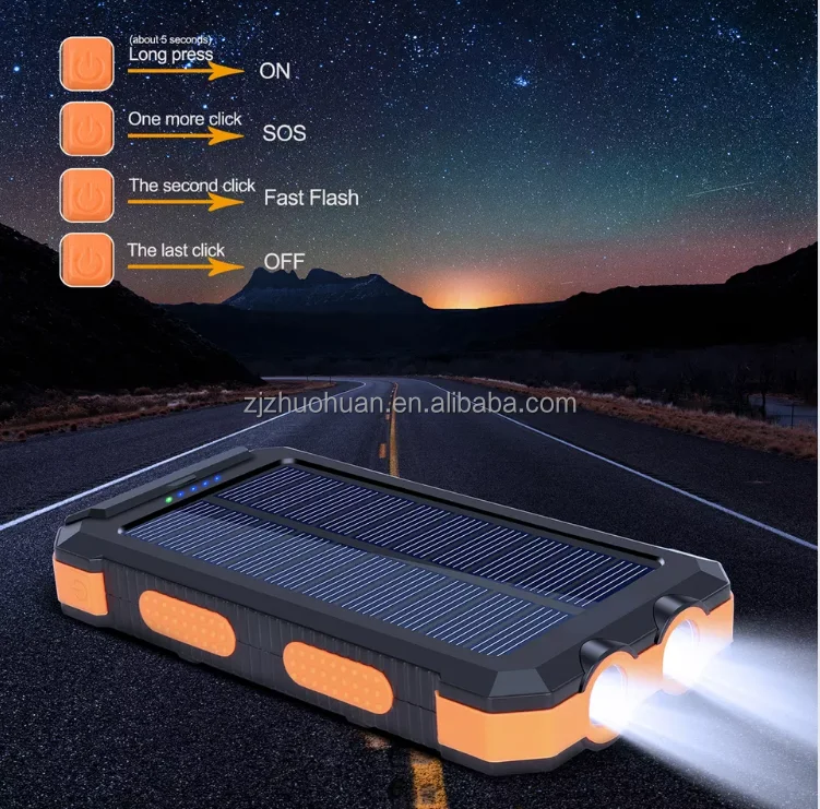 High Quality 20000mAh Solar Emergency Supply With LED Dual USB Ports Banks Anker Magnetic Power Bank