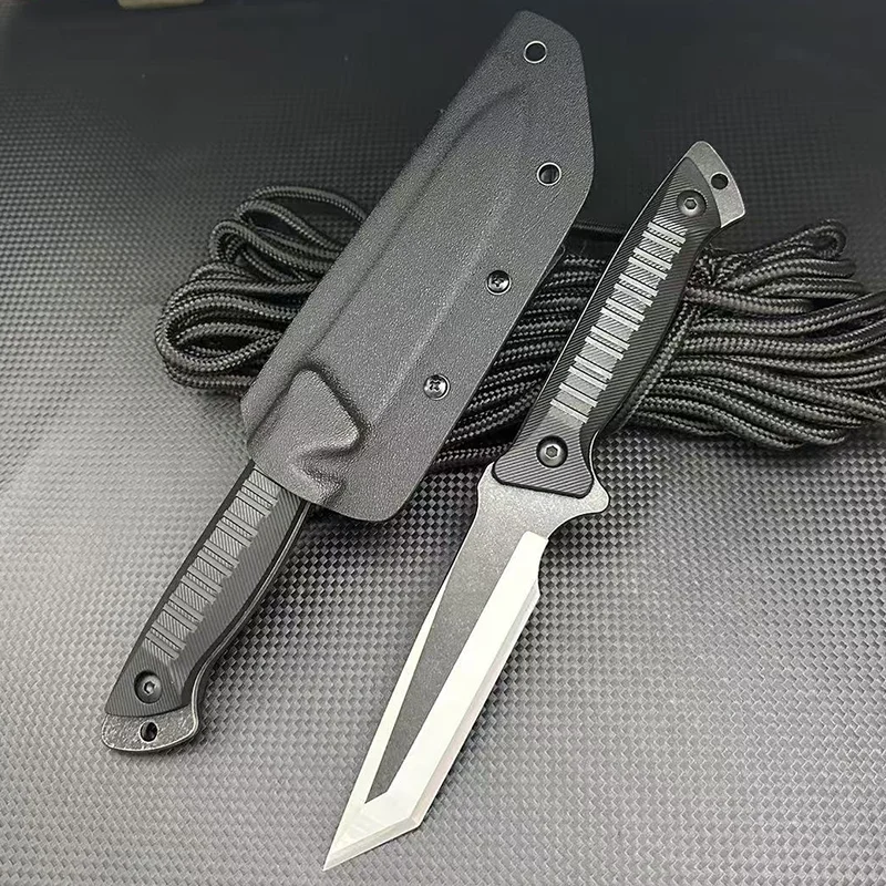 Factory customized Black hunting knife with sheath fixed blade knife Sharp stainless steel 440c outdoortactical survival knife