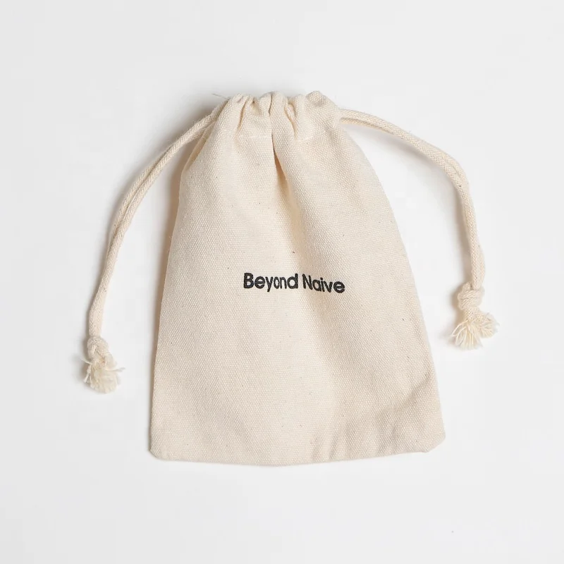 Custom Cotton Drawstring Pouch Bag Organic Cotton Gift Jewelry Packaging Bag Eco-Friendly Storage Gift Bag For Party Favor