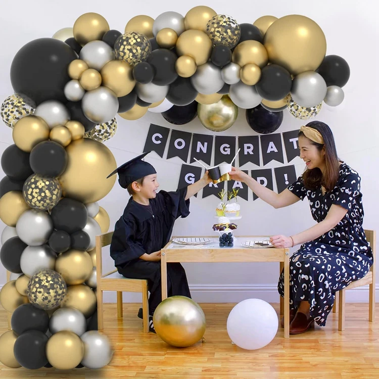 121Pcs Gold Sliver Black Balloons 5/12/18 Inch Balloon Garland For Birthday Party Wedding Bridal Shower Supplies A3073