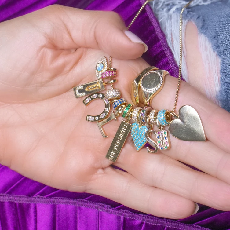 Gemnel High quality 925 silver jewelry ruby crystal rainbow love heart charm real gold necklaces