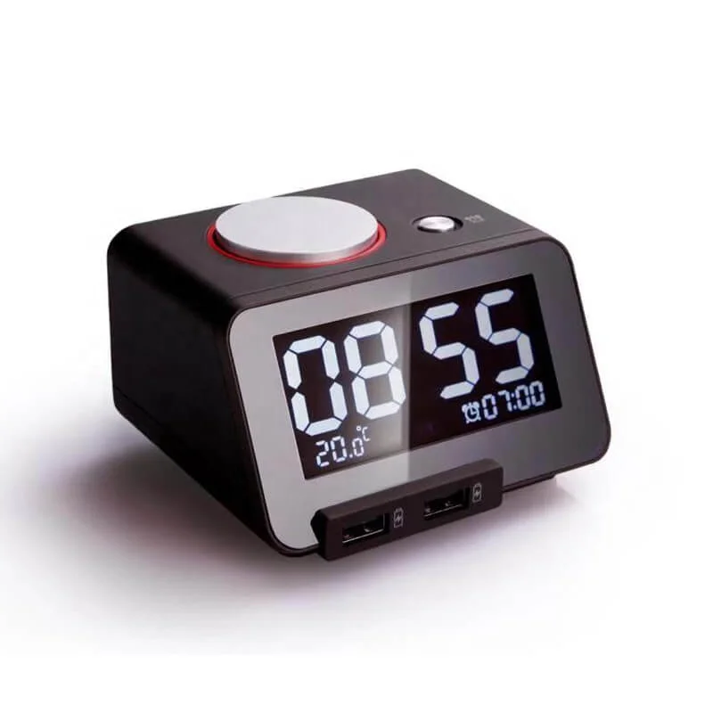 
Mini Dual USB Charger Alarm Clock SOLO With Large LCD Display 