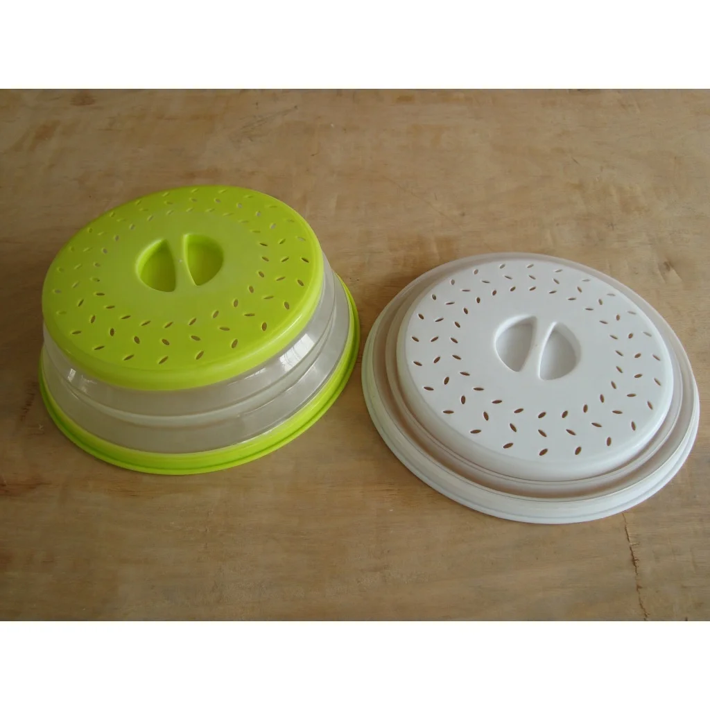 
Plastic Plate Lid Collapsible Microwave Food Cover With Colander Strainer 