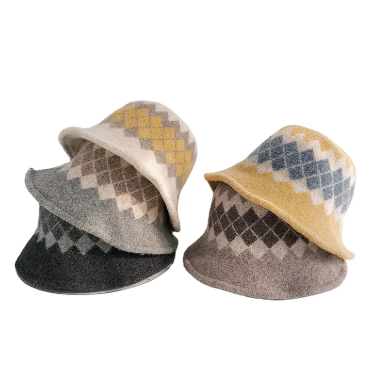 Самый продаваемый диагональный плед Красочный Roll Up Cloche Растяжимый рыбацкий ведро Шляпа