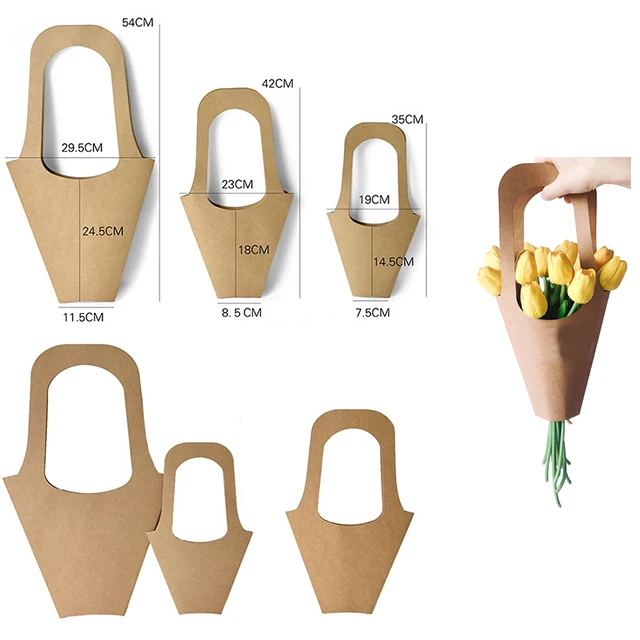 Lover Kraft Flower Paper Bag Flower Carrier Bouquet Gift Bag Custom