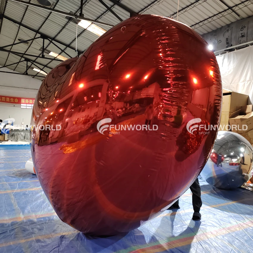 Big Heart Balloon Reflective Inflatable Heart Shape Mirror Ball Red Balloon Decoration For Wedding Event