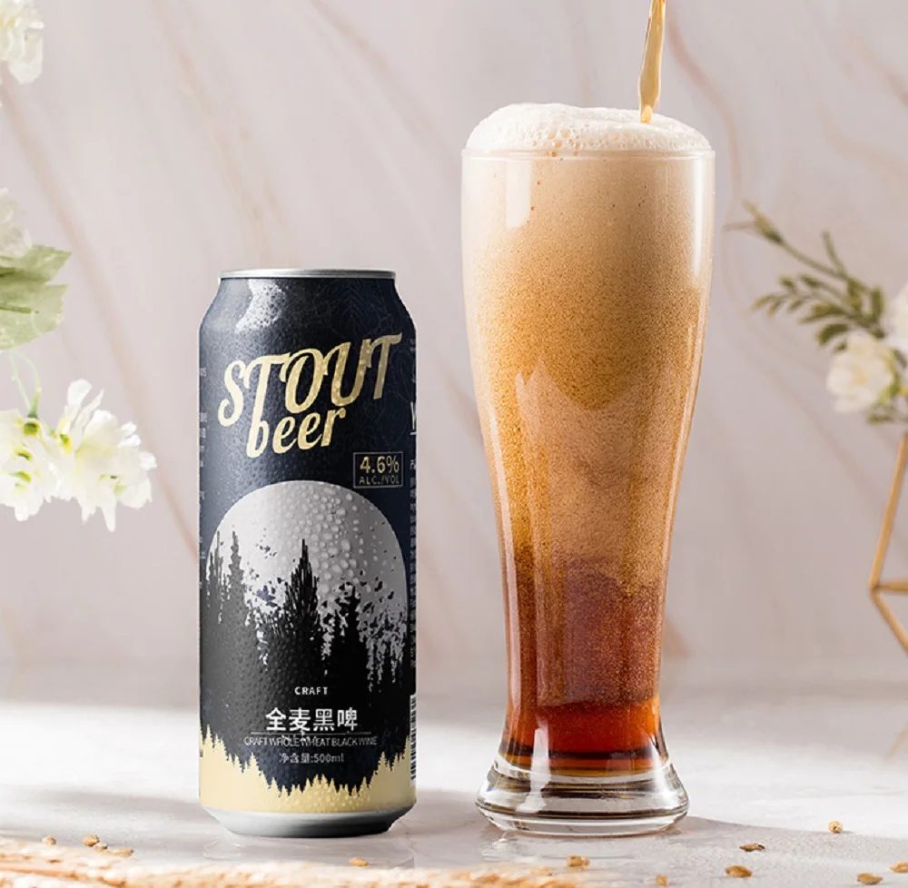 Wholesale Price OEM 500ml Alcoholic Beverage Drink Extra Strong Craft Black Dark Stout Beer in Cans