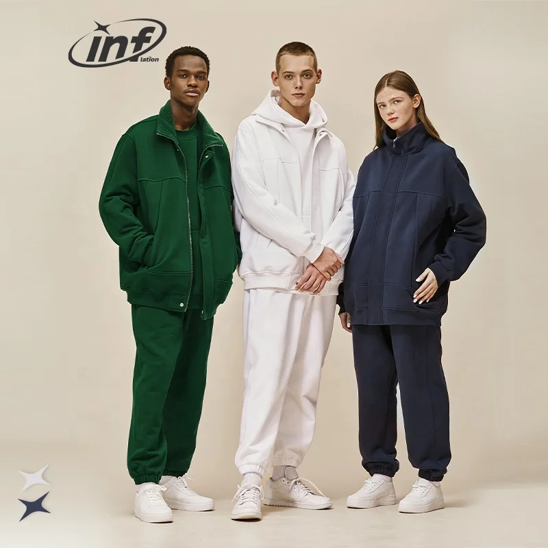 INF Blank Stand Collar Zipper Jacker Jogger Pants WInter Sets Wholesale Sweat Suits Jogging Suits Sets