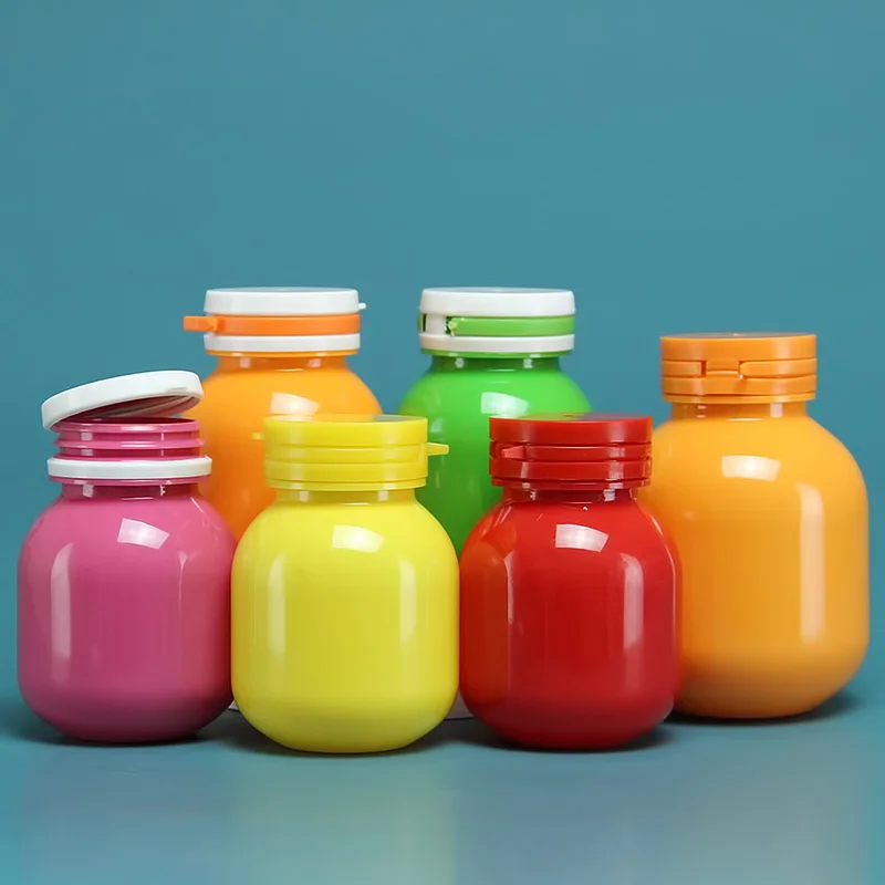 Clear 150ml Pet Round Recycled Empty Plastic Colorful Capsule Candy Supplement Health Care Vitamins Pill Capsules Bottle