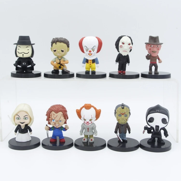 Chucky Saw Scream Thriller Movie Horrible Dolls Model Figurine Halloween Cake Decoration Ornaments Action Figure