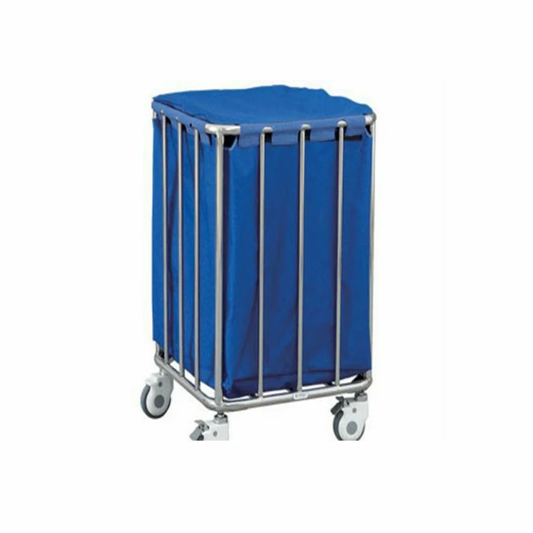 55*55*85CM Hospital equipment Stainless steel dirty clothes bag trolley for nursing care