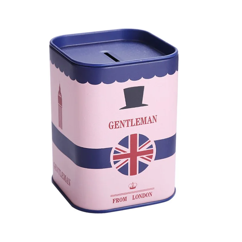 Manufacturers direct metal tin piggy bank square beautiful cartoon box