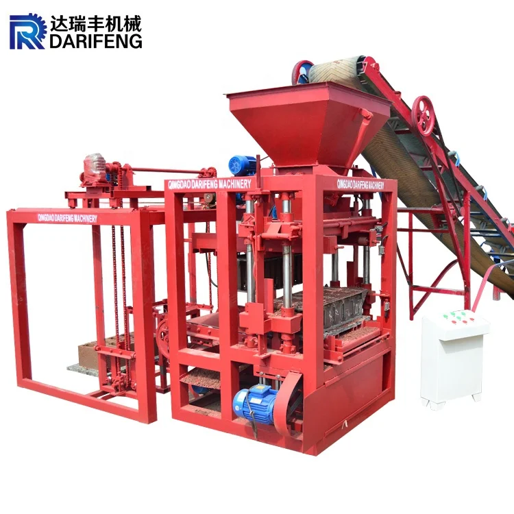 QT4-24 Semi Automatic Concrete Cement Machinery Make Hollow Solid Block Bricks Brick Making Machine