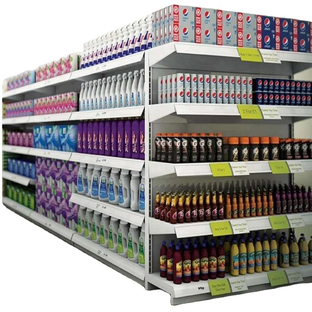 Metallic Material and Double sided grocery shelves