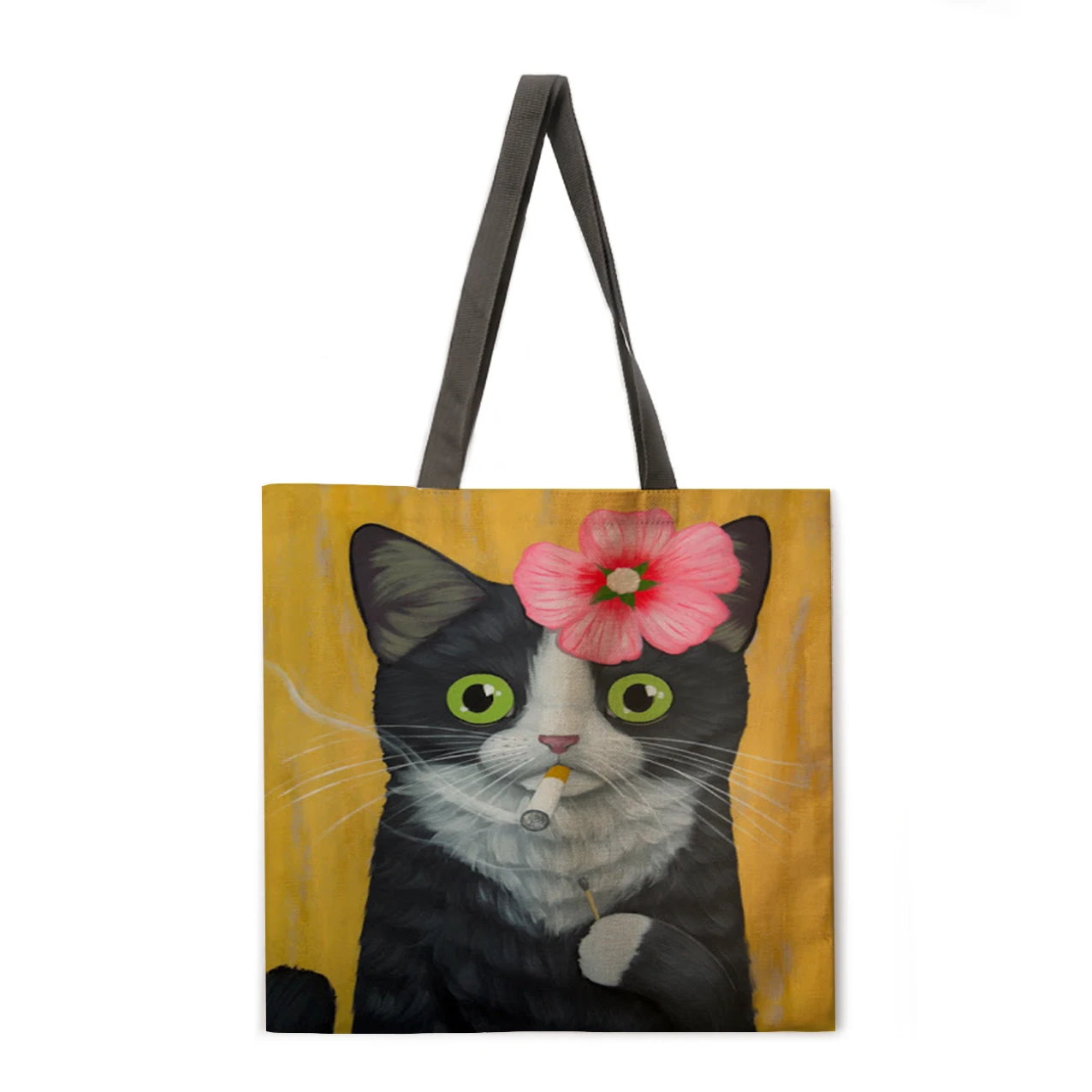 Wholesale Lady Hand Reusable Shopping Bag Greedy Cat Series Printed Casual Travel Bag