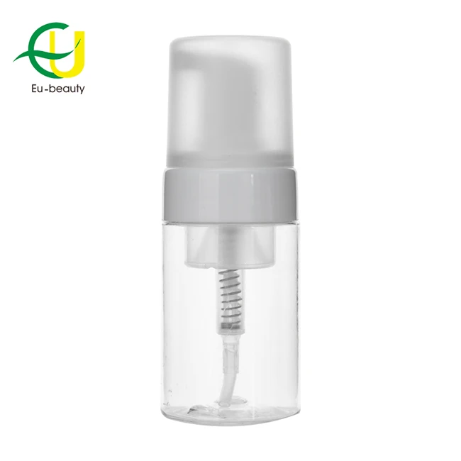 New Design Cosmetic Frosted Nozzle Round Spray Bottle Plastic Liquid Soap Dispenser Pump with lids 43mm Foam