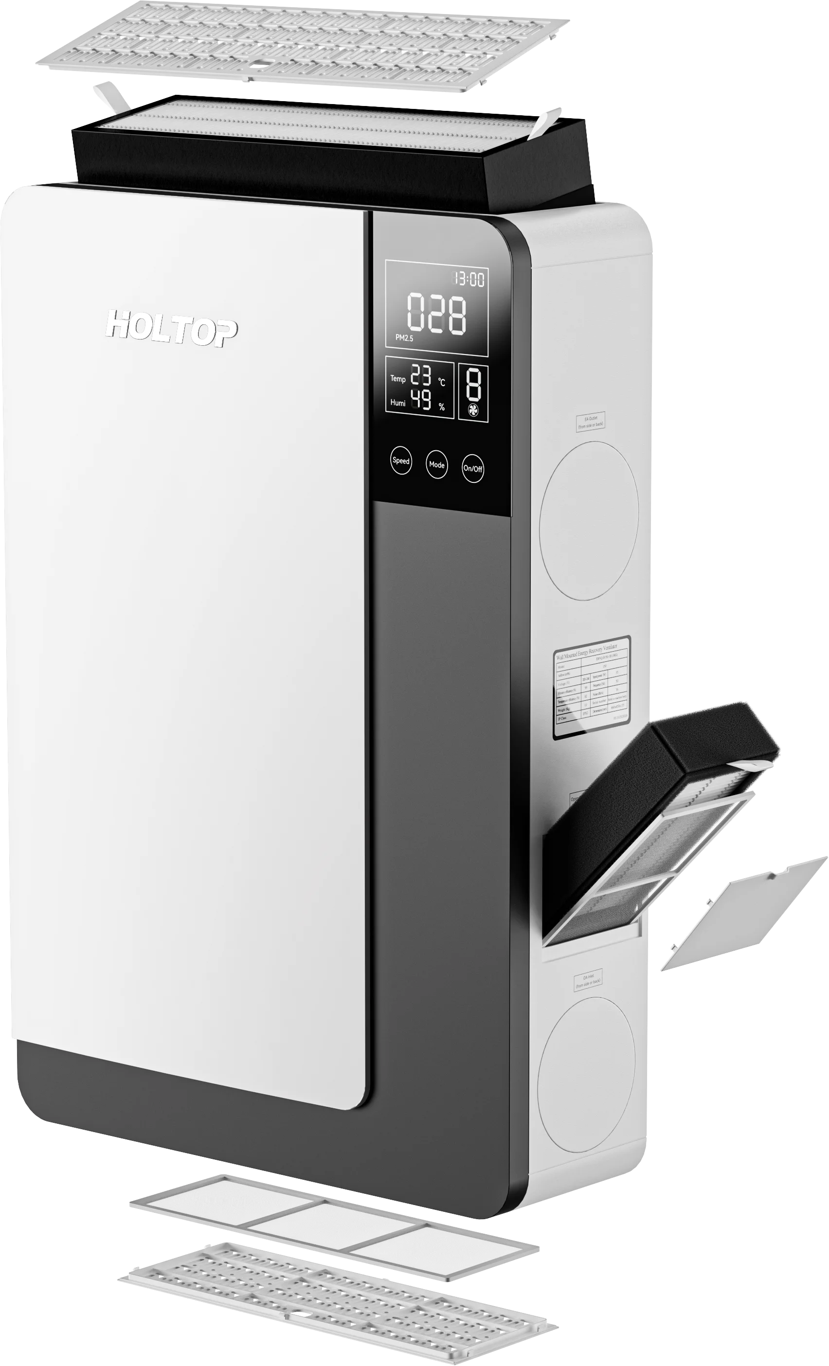 2024 ERV HRV smart phone wifi control bedroom ventilation unit wall mounted heat recovery unit with PM2.5 purification