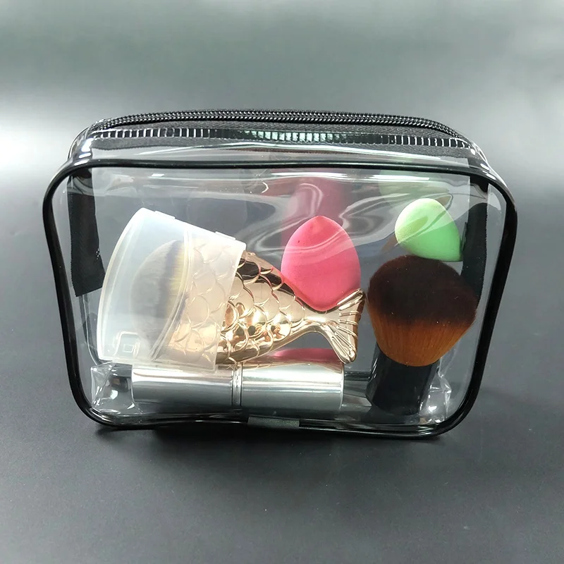 Customised Luxury Women Mini Holographic Laser Clear Makeup Bag Transparent PVC Cosmetic Bag