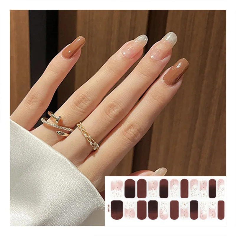 Semi Cured Gel Nail Wraps Stickers with the Lamp to Cure UV Gel Nail Sticker Custom Nail Sticker Printing