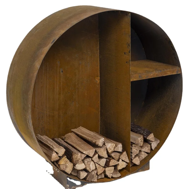 Factory Wholesale Extra Deep Outdoor Firewood Storage Corten Steel For Backyard