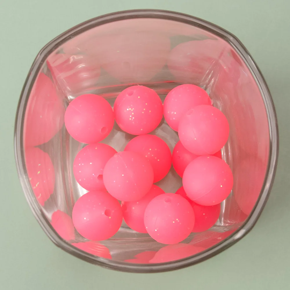 Borjay 2022 Low Moq New Custom Food Grade Bpa Free Wholesale Silicone Bead Glitter Soft 15mm 12mm Round Bulk For Jewelry Making