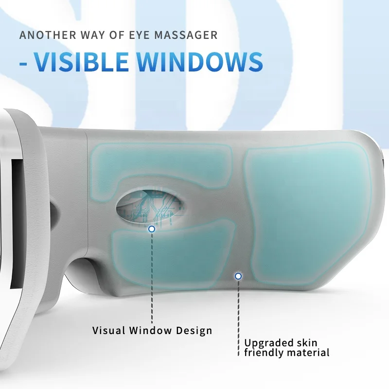 eye massager with hot compress airbag  kneading  massaging vibration music OEM visible help better sleep and  relieve headache