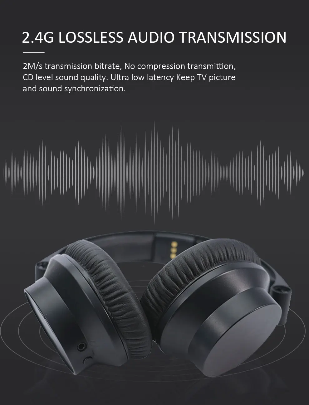 Wireless Over-Ear Headphones for TV Watching with Universally Compatible Transmitter & Charging Dock, 18hr Audio P