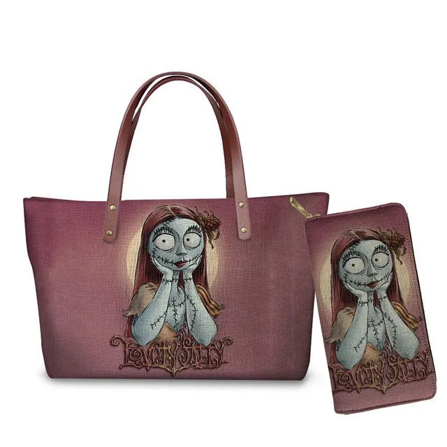 
China Supplier The Nightmare Before Christmas Printed Females Casual Totes Bags Wholesale Big Handbags For Women Chain Bags 