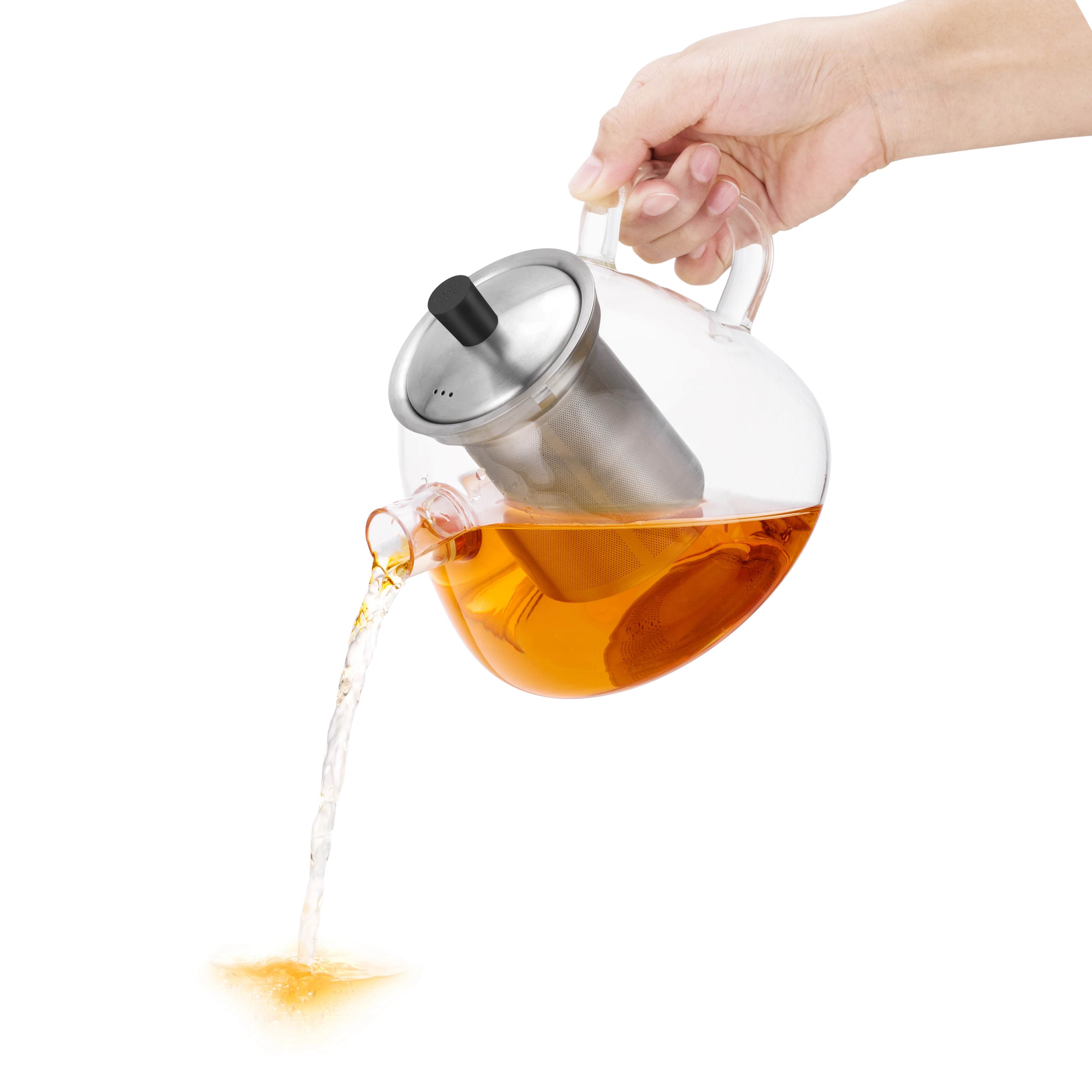 1100ml/36oz Clear High Borosilicate Glass Teapot with Removable Tea Strainer