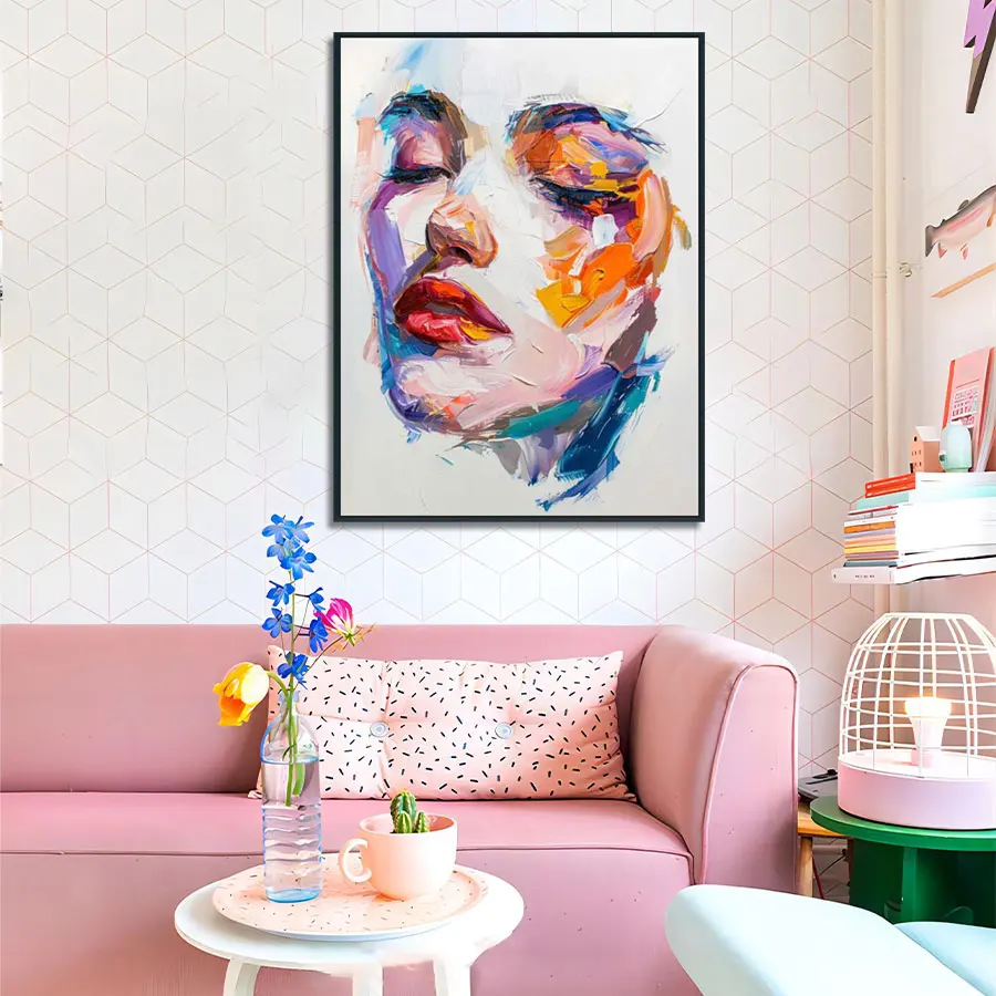 Original Art Modern Woman Canvas Oil Painting Handpainted Figure Portrait for Home Decor