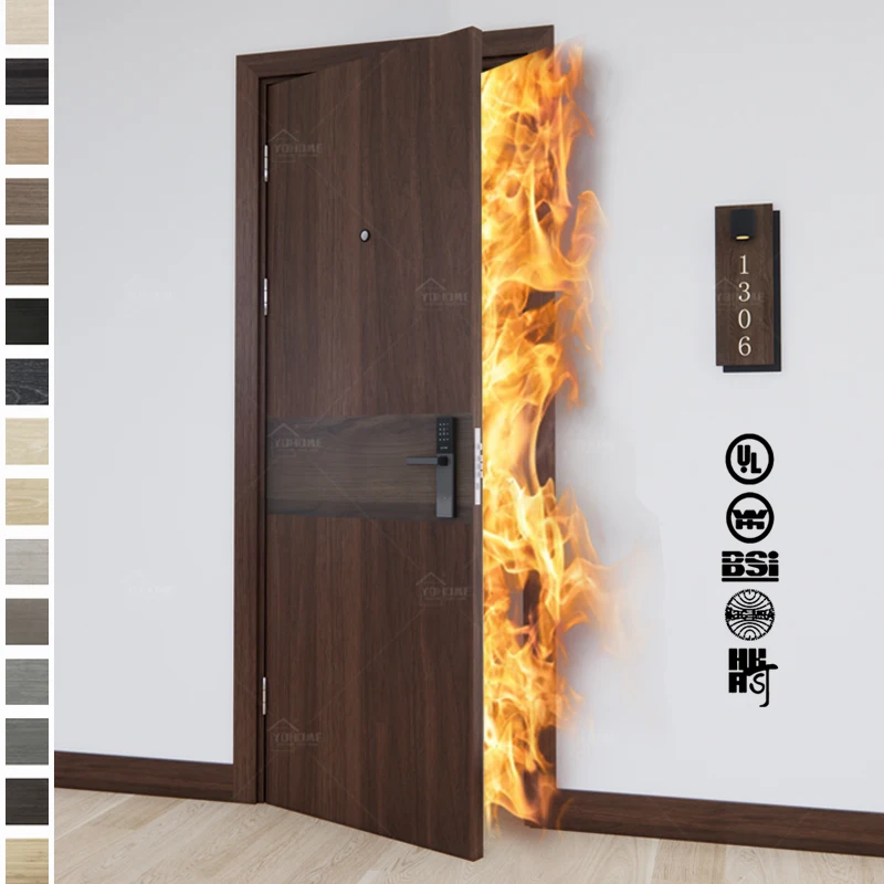 China top factory custom size 36 34 32 30 28 inch doors fire rated apartment hospital wood fire cut door hotel fire cutting door