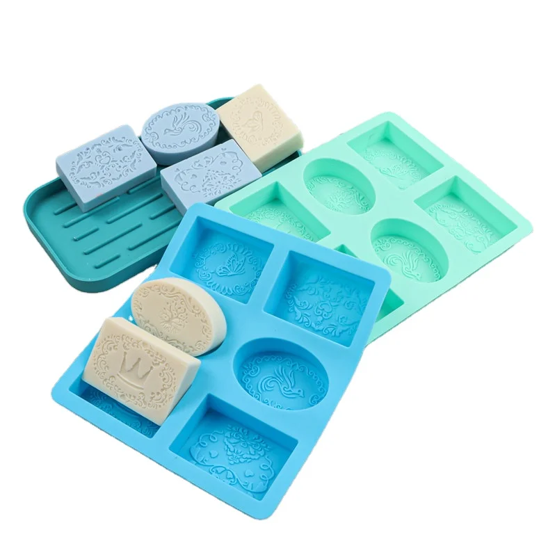 Silicone Soap Mold Palm leaf 6 Cavities for Soap Making Oval and Rectangle