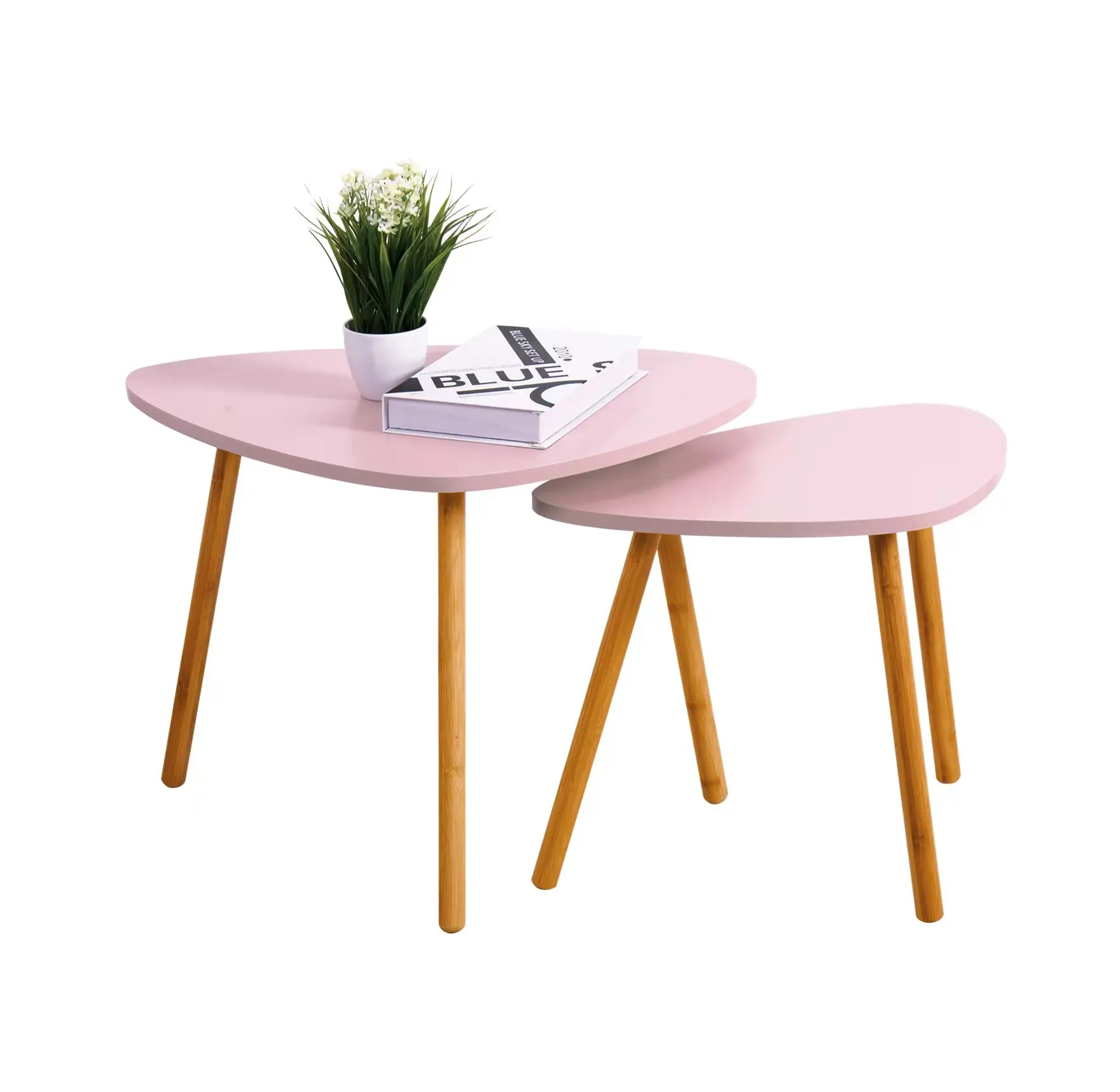 Hot sale pink triangle outdoor table set space save living room  home decor small coffee table set