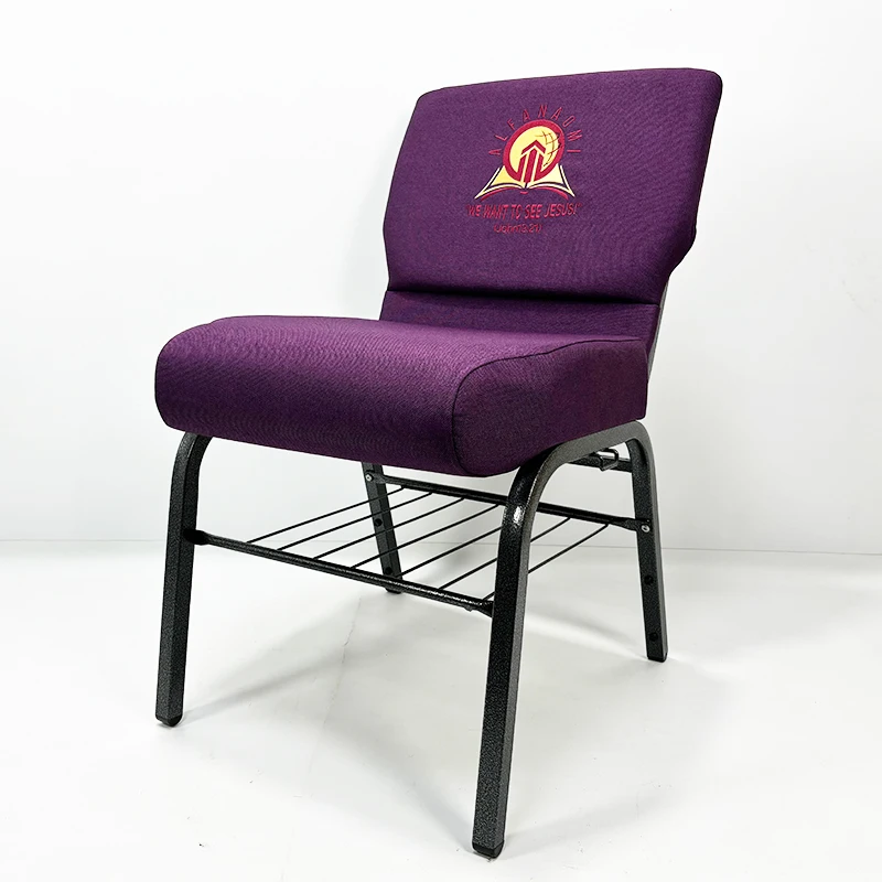 Factory Wholesale Padded Customized Metal Church Chairs Wholesale For Auditorium