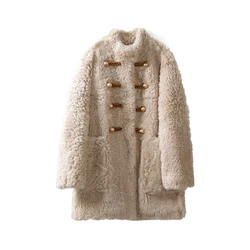 Winter Luxury Collar Girl Jacket Sheepskin Coat Women Winter Clothes 2022