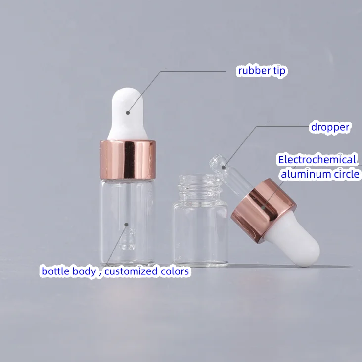 Factory wholesale 1ml 2ml 3ml 5ml new vial glass bottle with dropper