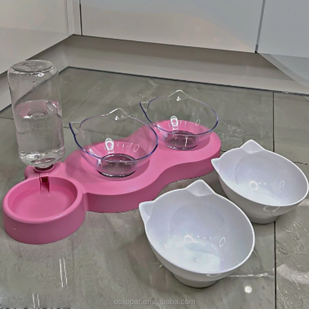 Cat Bowl Double Bowl Automatic Drinking water dog basin anti-upset small dog rice bowl Pet supplies