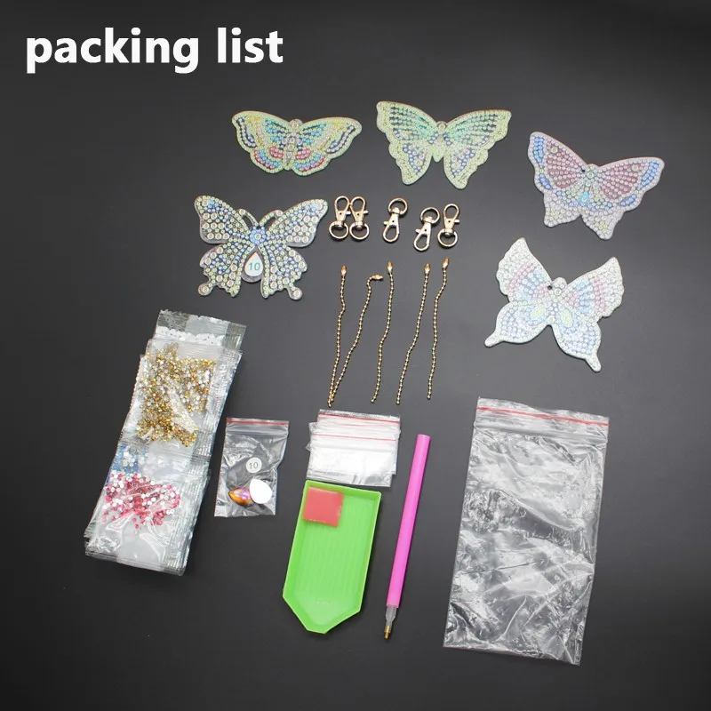 
5 pieces Diy 5d Diamond Painting Keychain Pendant Owl Key Ring PVC Keychain Crystal Diamond Decoration 