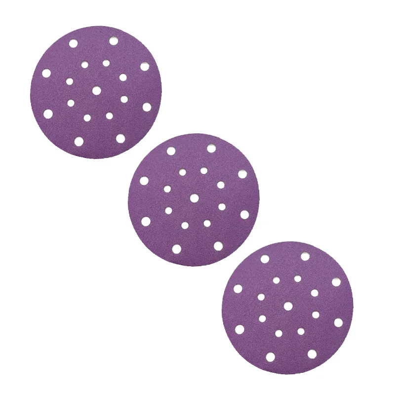 Factory direct multi hole purple sandpaper sheet 6 inch self-adhesive flocking sandpaper abrasive sandpaper for wood