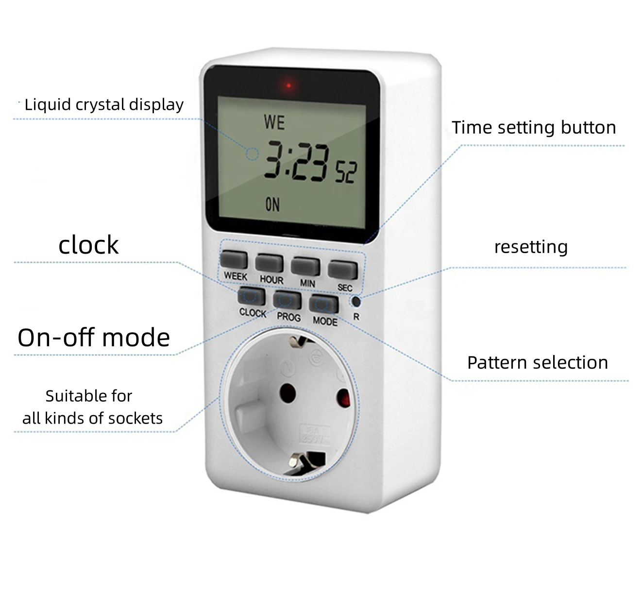 Hot Selling Portable Smart Socket For Home Decor Touch Button Multifunction Electronic Digital Timer Plug