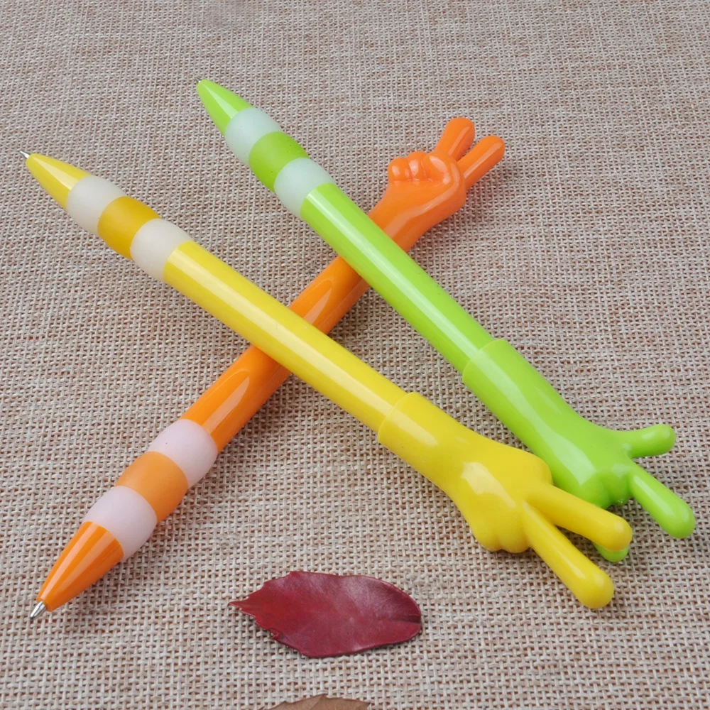 Novelty stationery hand gesture ball pen finger shape plastic ball pen