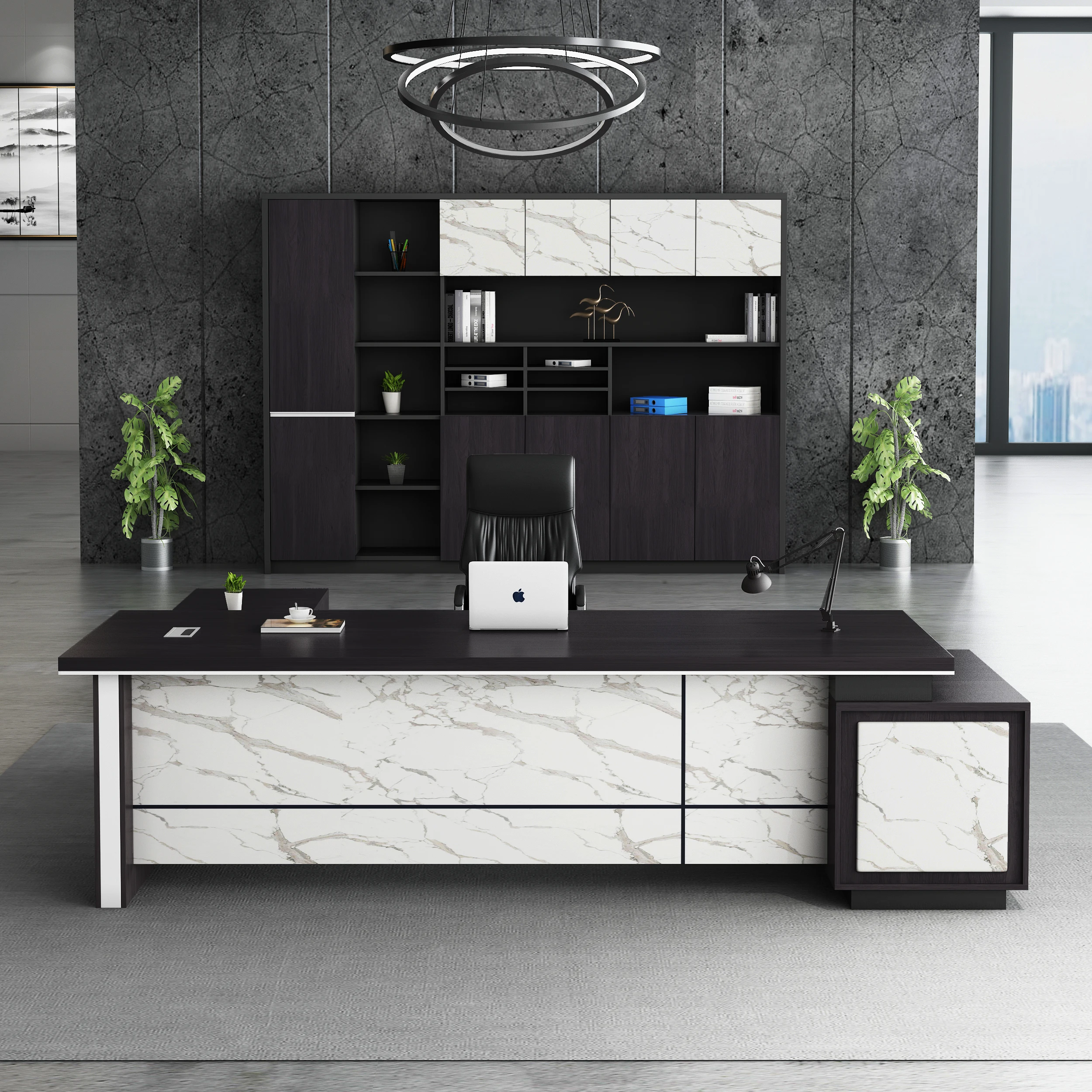 Simple fashion MFC office executive desk generous L shape  CEO /BOSS  modern table