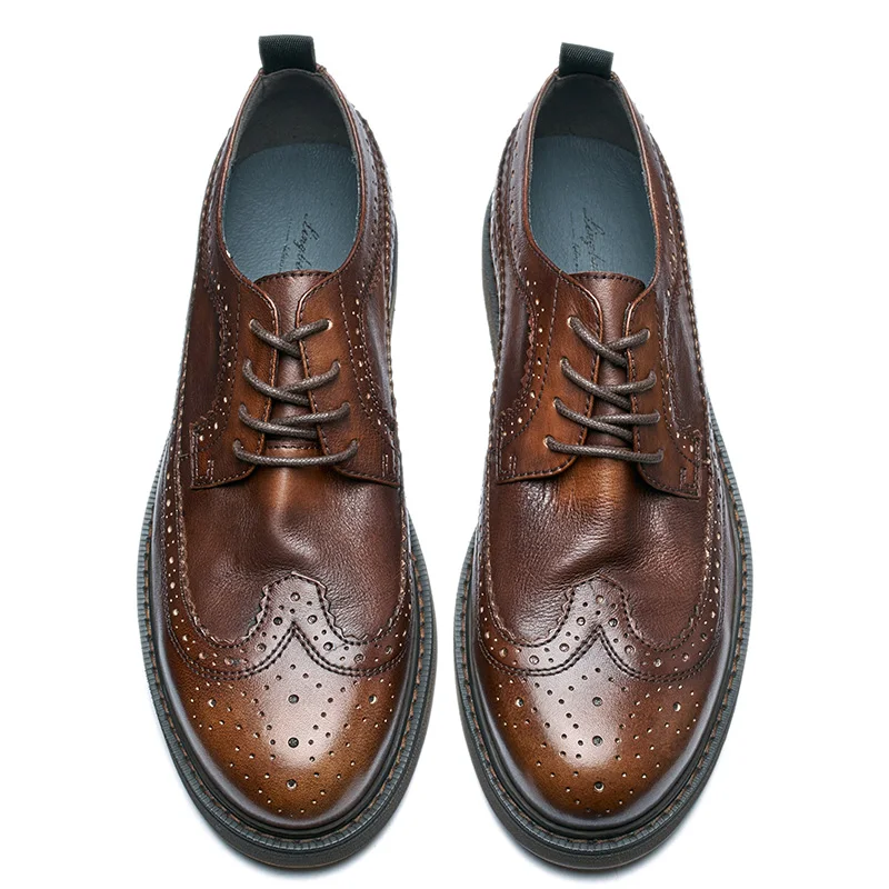 Italian Bullock style mens official leather shoes Handmade tresemme botanique high quality clerks man cowboy shoes